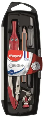 Imagen del producto de Maped, juego de compases, 5 piezas, compás escolar, fabricación francesa, varios colores