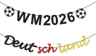 Immagine prodotto di Striscione per il calcio, decorazione per i Mondiali 2026, Germania, ghirlanda di carta, 1,3 metri, set da 2