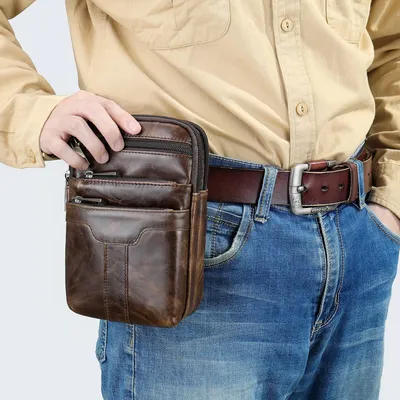 Image de Omgoods - Sac bandoulière en cuir marron rétro pour hommes