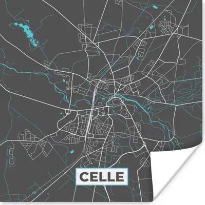 Produktbild von MuchoWow® Poster Blau - Deutschland - Karte - Stadtplan - Celle 50x50 cm - Wohnzimmerdekoration