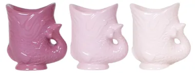 Produktbild von 3er-Set Übertöpfe „Fisch“ – 3 Übertöpfe in aufeinander abgestimmten Farben – passend für Töpfe mit 6 cm Durchmesser – violett – violett – rosa