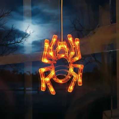 Zdjęcie produktu dla GLOBIZ Dekoracyjna lampka na Halloween - pająk - z przyssawką - 12 diod LED - 20 x 18,5 cm - zasilanie 3 x bateria AAA
