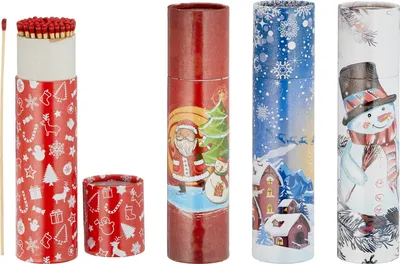 Produktbild von jameitop® 2 x 75er Rund-Packungen XXL Weihnachten Kaminstreichhölzer, 20cm Schneemann/Nikolaus Motive