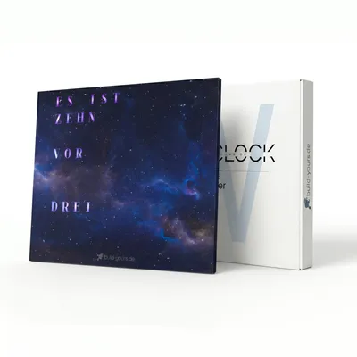 Produktbild von WordClock Jupiter 2.0 – Phantom Beyond Space Edition (50 × 40 cm) – RGBW Lichtsystem, Echtzeituhr & IO Advanced Software – Futuristisches Space-Design