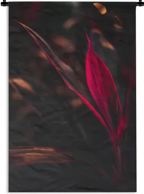 Produktbild von MuchoWow® Wandteppich Wandbehang Stilleben - Blätter - Pflanzen - Rot 90x135 cm Tapisserie Dekoration Wandtuch - Baumwolle - Wandskulptur