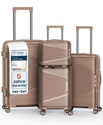Produktbild von 4FLY Hartschalen Reisekoffer Set 4-teilig (S/M/L/XL) – mit TSA-Schloss, 4 Spinner-Doppelrollen, Kosmetiktasche, Handgepäck und Aufgabegepäck