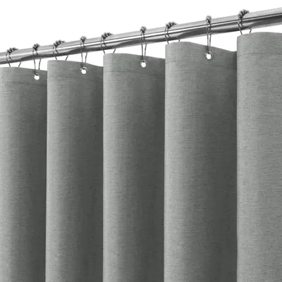 Produktbild von Wasserdichtes Duschvorhang Leinenlook Grau 182x182 cm mit Ringen