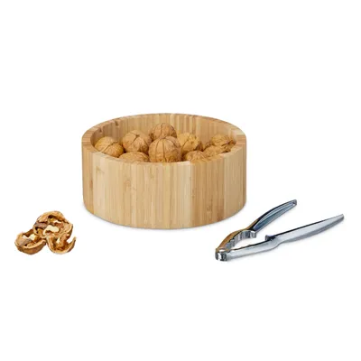 Produktbild von relaxdays Nussschale rund mit Nussknacker