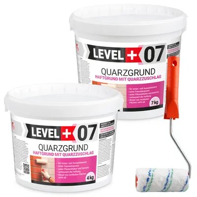 Produktbild von Haftgrund 11Kg Quarzgrund Weiß Frostbeständig +Streichroller 10cm Mikrofaser L+07