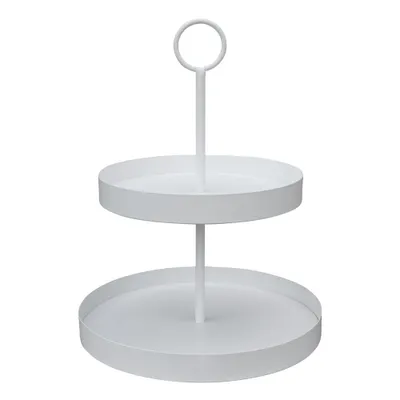 Produktbild von Etagere LENJA weiß aus Metall modernes Design 2-stöckige Metalletagere