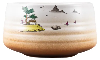Produktbild von Cebador - Matcha Schale Sangaku 500ml - Keramik Matchawan Mit Japanischem Berglandschaft Motiv - Traditionelle Form - Für Traditionelle Teezeremonie