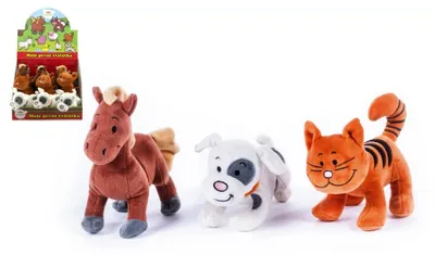 Produktbild von Plüschtier 18–20 cm „Meine ersten Tierchen mit Geräuschen“, 3 Sorten, 9 Stück im Karton MPZ