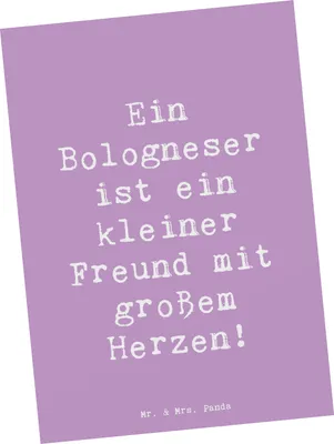 Produktbild von Mr. & Mrs. Panda Postkarte Spruch Bologneser Herzfreund - Lavendeltraum - Geschenk, italienische Hunderassen, kleine Hunde, Eigenschaften, Postkarten, Ansichtskarten