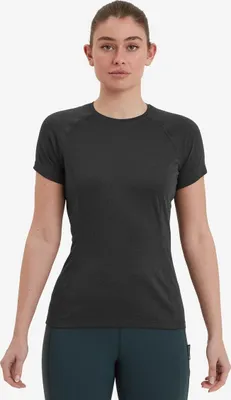 Schwarzes Dart T-Shirt für Damen von Montane; kurzärmlig; enganliegend.