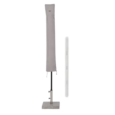 Image de Housse de protection Sekey pour parasol de Ø 240cm, Ø 270cm, Ø 300cm et demi-parasol de 270cm, avec tige et fermeture éclair, gris clair