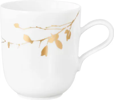 Immagine prodotto di Tazza da caffè - Bianco - Giallo oro - 400 ml - Porcellana - Motivo floreale