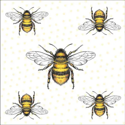 Produktbild von Servietten Papier 33x33cm 3-lagig mit Bienen Motiv