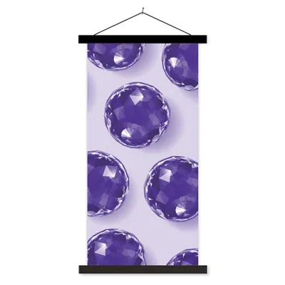 Produktbild von MuchoWow® Textilposter Eine Illustration mit mehreren violetten Edelsteinen 60x120 cm mit schwarzem Rahmen - Magnete