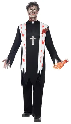 Produktbild von Smiffys Zombie Priest Costume, Black Halloween und Karneval
