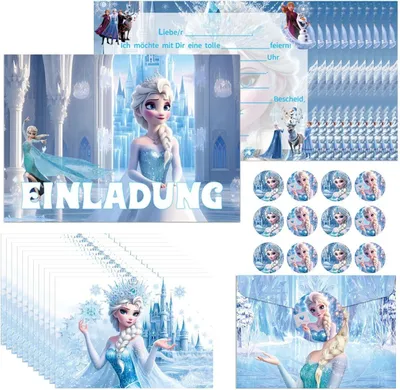 Produktbild von Einladungskarten für Kindergeburtstage – Set mit 12 Stück – Deutsche Einladungskarten – Prinzessinnen-Einladungskarten
