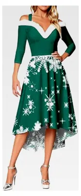 Produktbild von Damen Weihnachtskleid Winter Pulloverkleid Langarm Cocktailkleid mit Weihnachtsmotiv