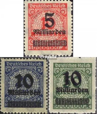Produktbild von Briefmarken Deutsches Reich 1923 Mi 334B-336B (kompl.Ausg.) gestempelt Hochinflation