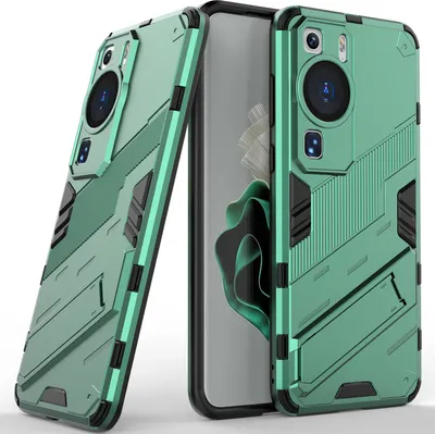 Produktbild von Armor Hülle für Huawei P60 / P60 Pro, Hybrid PC TPU Bumper Stoßfestes Schutzhülle mit Standfunktion Grün
