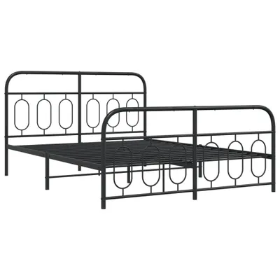 Image de Cadre de lit métal sans matelas avec pied de lit noir 140x190cm