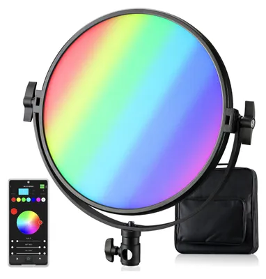 Produktbild von Bresser LED-Videoleuchte 60W RGB rund 2700-10000K CRI95+ App DMX Foto Video Effekte