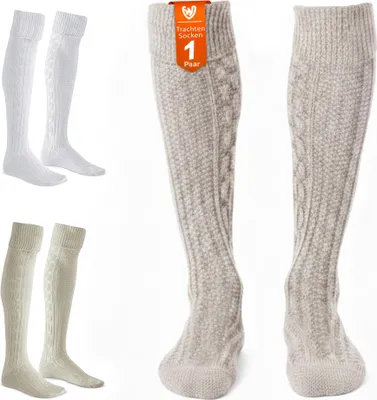Produktbild von EXTRA Lange Trachtensocken Strümpfe Trachtenlederhose Socken aus Baumwolle 75cm, Farbe:Meliert, Größe:44-46
