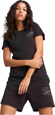 Produktbild von Puma Ess Script Kurzarm-t-shirt Schwarz L Frau Schwarz L