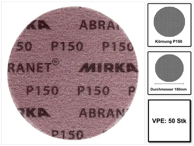Zdjęcie produktu dla Mirka ABRANET tarcze szlifierskie Grip 150mm P150 50 szt. ( 5424105015 )