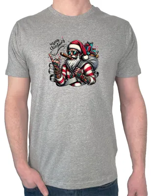 Produktbild von Huuraa Herren T-Shirt Cooler Weihnachtsmann Merry Christmas XXL Sport Grey Bio Baumwolle Fairtrade Herrenshirt Geschenkidee