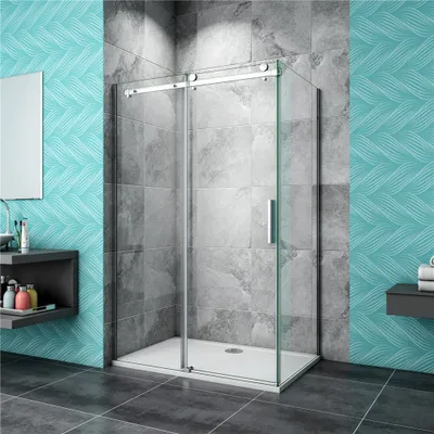 Produktbild von Duschkabine eckdusche Mit Duschtasse Schiebetür 140cm(Tür)x80cm(Seitenwand)xH.195cm Eckdusche 6mm Sicherheitsglas Duschabtrennung Duschwand