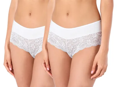 Produktbild von Bellivalini Damen Unterwäsche Unterhose aus Baumwolle Panty mit Spitze BLV50-187 (Weiß, L )