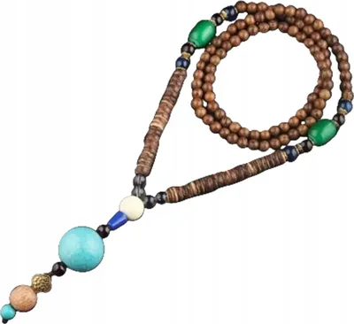 Produktbild von NEPAL Buddhistische Holz-Halskette MALA Amulett Handgemachte Perlen