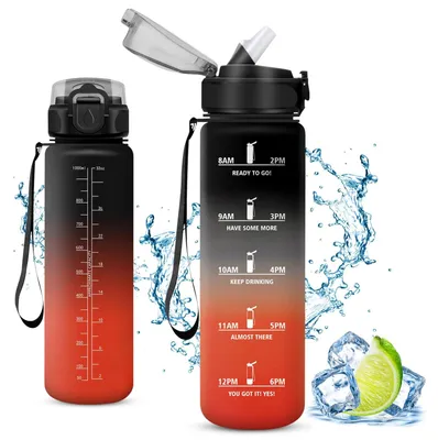 Image de Omgoods - Bouteille à boire avec paille, étanche et sans BPA - Idéale pour l'école et le sport