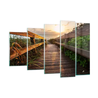 Produktbild von Bilder auf glas - Fußgängerbrücke Meer Strand Ufer - 150x100cm - Glasbilder - Wandbilder - Kunstdruck - Wanddekoration aus Glas - Glas Bilder - Wandbild auf Glas - GEG150x100-2617