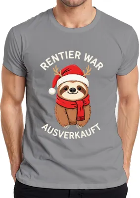 Produktbild von Rentier war t Faultier Weihnachten lustig Geschenk Herren T-Shirt, Grau, XXL