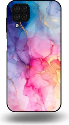 Produktbild von Smartphonica Handytasche passend für Samsung Galaxy A12 mit Marmordruck - TPU Rückendeckung Fall Marmor Design - Regenbogen