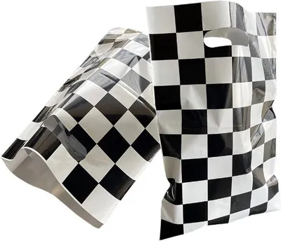 Produktbild von Go Go Gadget – Racing-Partytüten – Leckerli-Süßigkeitstüten für Kinderpartys – Zielflaggen-Design – perfekt zum Verteilen von Geschenken – 1 Set mit 10 Stück