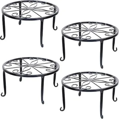 Produktbild von Tosnail 4 Stück Pflanzenständer für Blumentöpfe, Metall, Schwarz, rund Blumentopfständer, Heimpflanzenständer für Garten, Innenbereich, Balkon, Dekoration