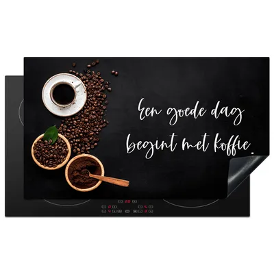 Produktbild von KitchenYeah© Herdabdeckplatte Sprichwörter - Ein guter Tag beginnt mit Kaffee - Zitate - Kaffee , 90x52cm, Küche Deko, Glaskeramikkochfeld Herdabdeckung, Abdeckplatte fùr Kochfeld