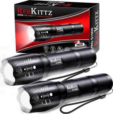 Image de Rehkittz LED Taschenlampe 2er Set 2000 Lumen Wandern Camping Outdoor IP44
