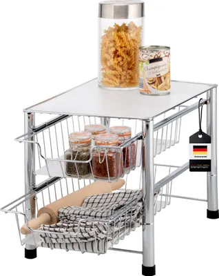 Immagine prodotto di mensola per cassetti bremermann a 2 cassetti, mensola da cucina con cassetto, scaffale, cromo