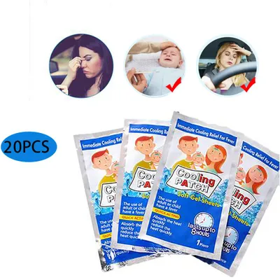Obrázek produktu pro 20 kusů chladicích polštářů na snížení horečky, chladivé náplasti na horečku, chladicí polštářky pro zmírnění horka a snížení tělesné teploty