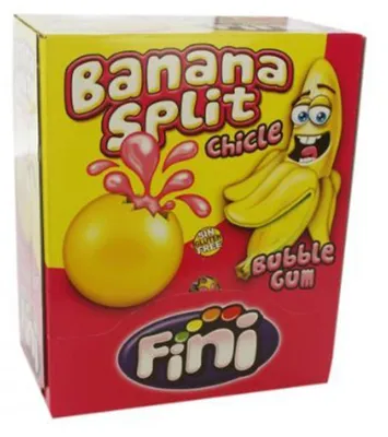 Produktbild von Boom Bubble Gum Banana Split Kaugummi glutenfrei 200 Stück Display