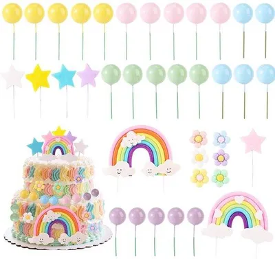 Produktbild von Bohobestecke für Torte - Regenbogendeko - 38 Stück - Schuim/Plastik