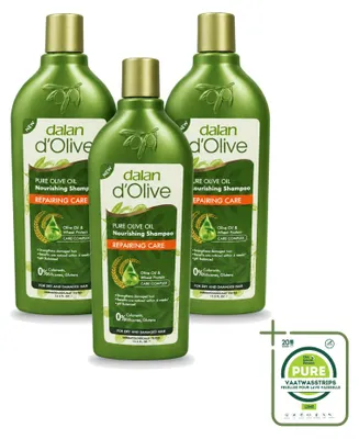 Immagine prodotto di 3 flaconi di shampoo all'olio d'oliva per la riparazione dei capelli secchi e danneggiati, capacità 400 ml - confezione grande - 3 pezzi