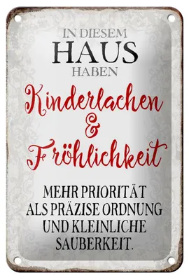 Produktbild von Blechschild Spruch 12x18cm in diesem Haus Kinderlachen